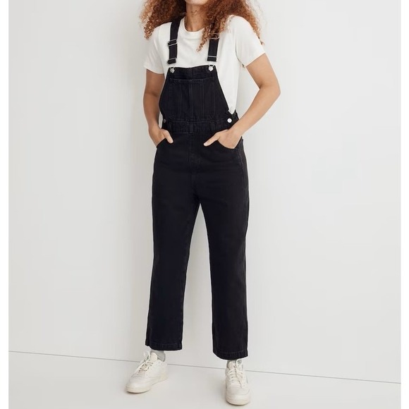 Madewell Denim - Madewell Black Denim Overalls Women's XS Cropped Straight‎ Leg Jean Jumpsuit